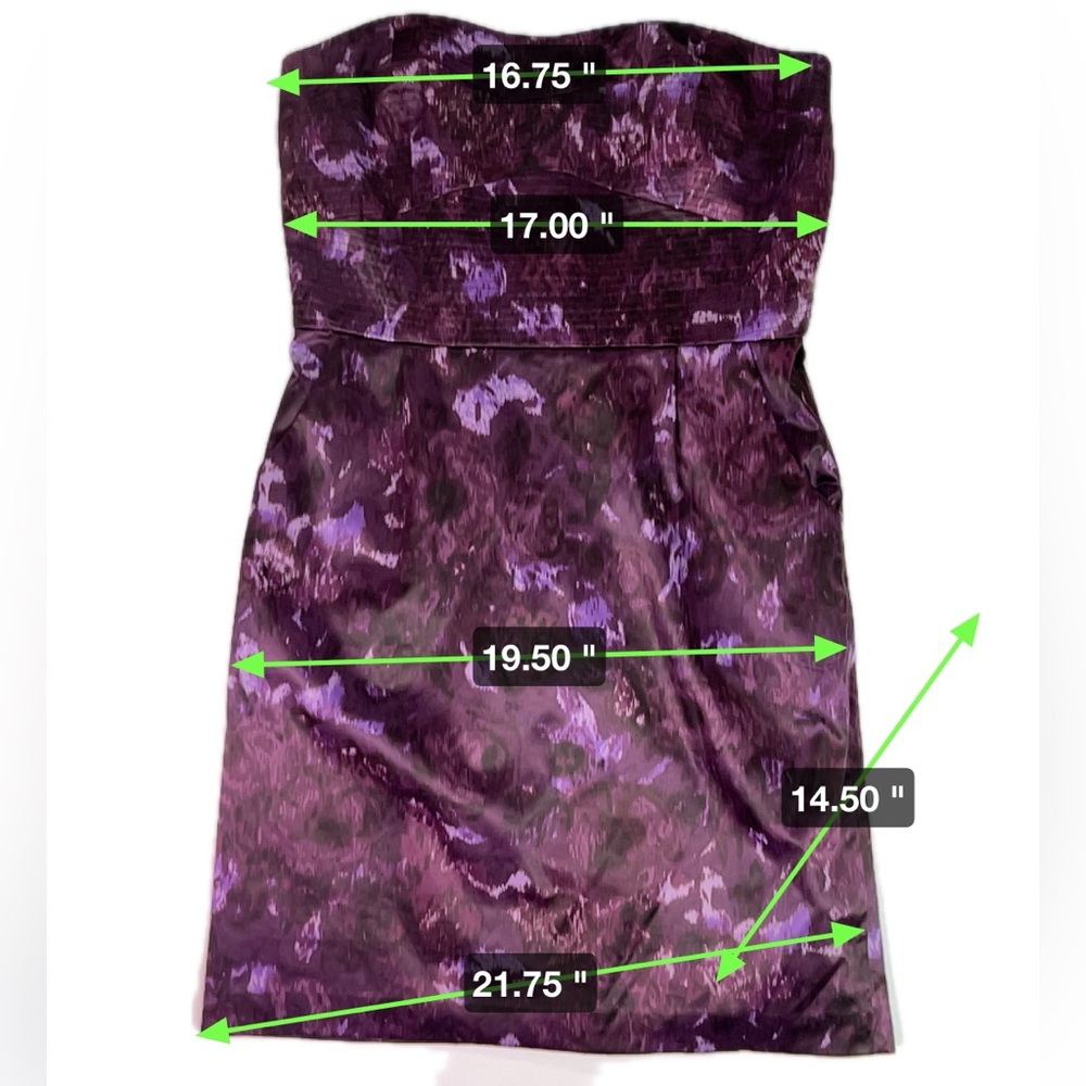Antonio Melani Purple Strapless Cocktail Dress Women’s Size 10 - Picture 3 of 5